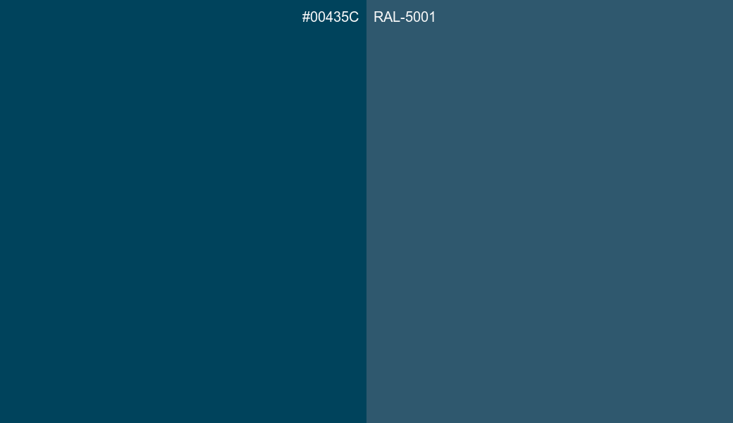 HEX Color 00435C to RAL 5001 Conversion comparison