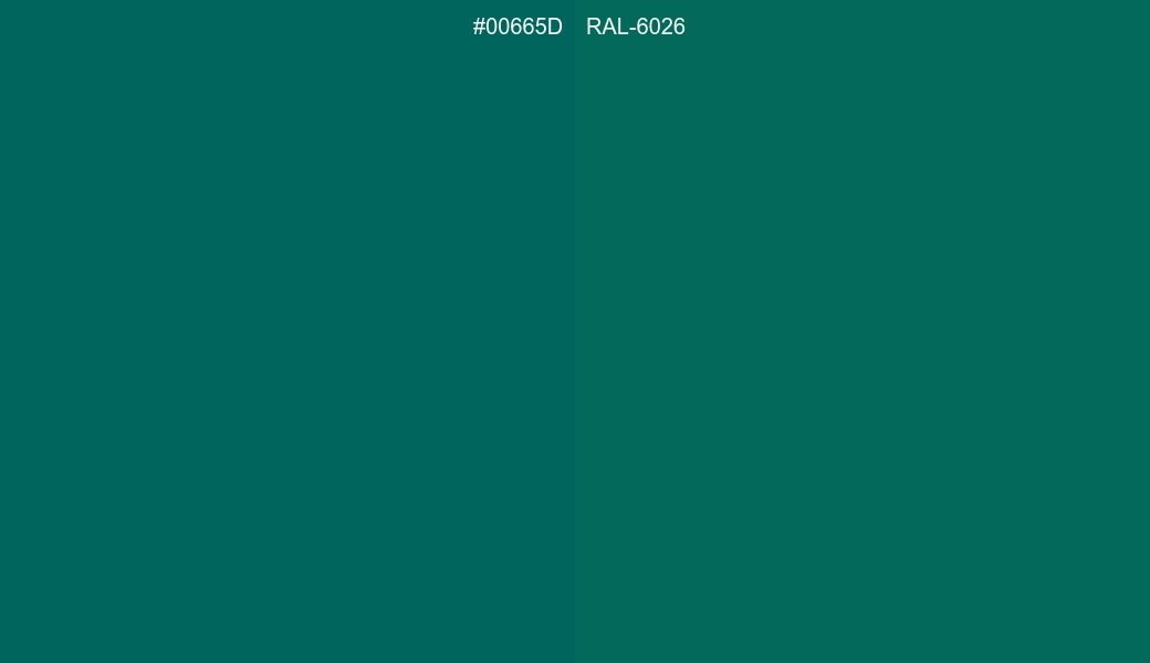 HEX Color 00665D to RAL 6026 Conversion comparison