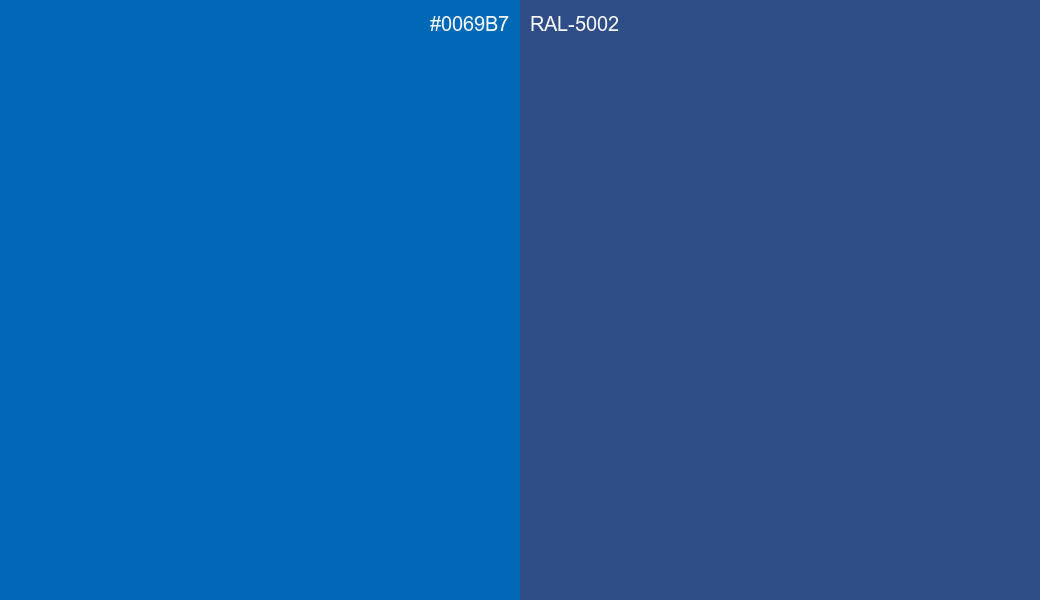 HEX Color 0069B7 to RAL 5002 Conversion comparison