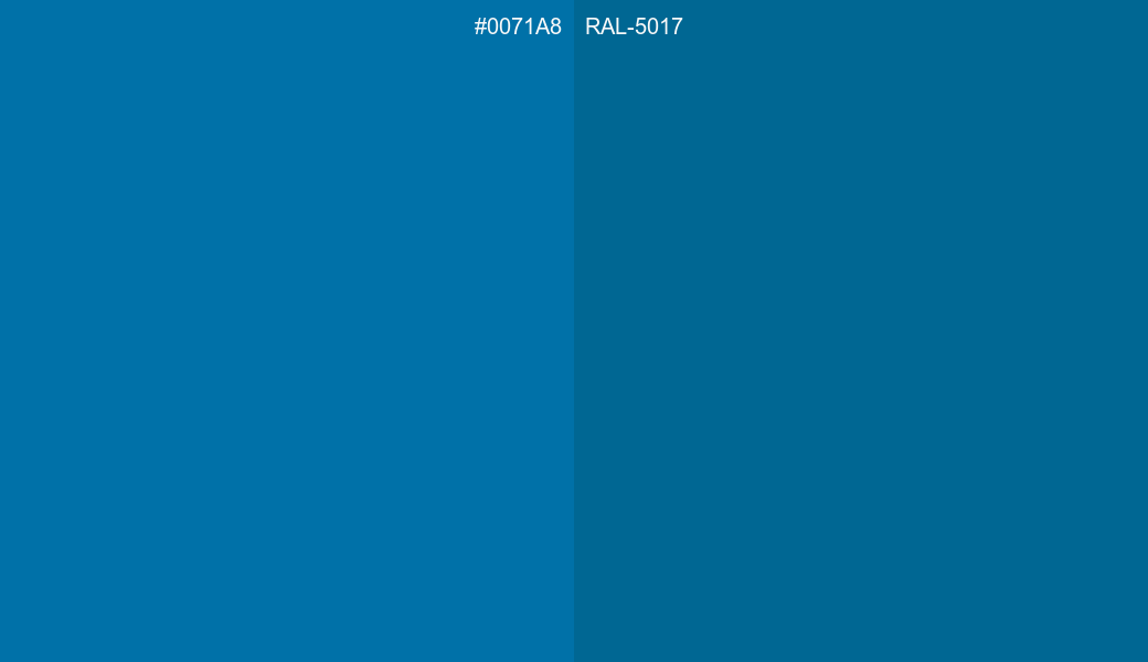 HEX Color 0071A8 to RAL 5017 Conversion comparison