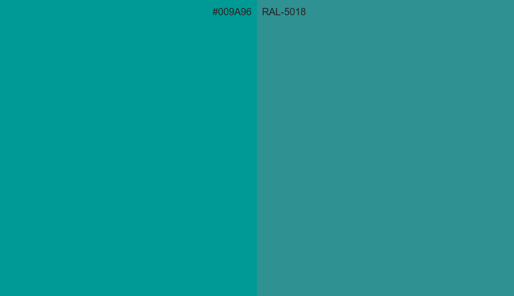 HEX Color 009A96 to RAL 5018 Conversion comparison