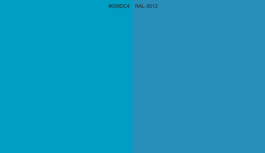 HEX Color 009DC4 to RAL 5012 Conversion comparison