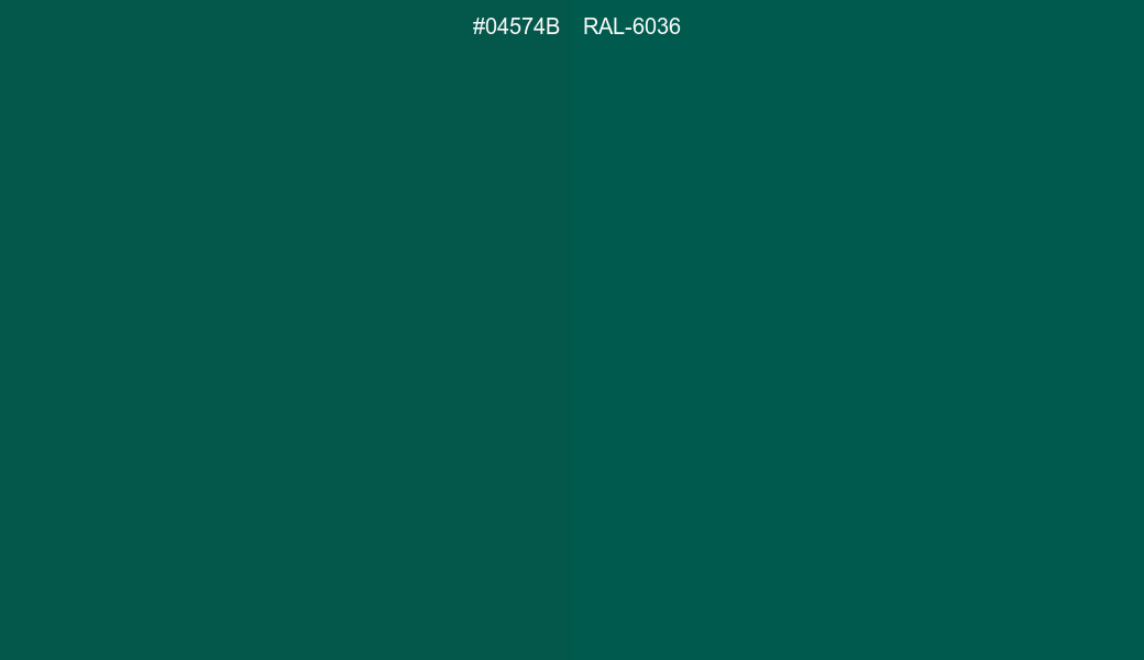 HEX Color 04574B to RAL 6036 Conversion comparison