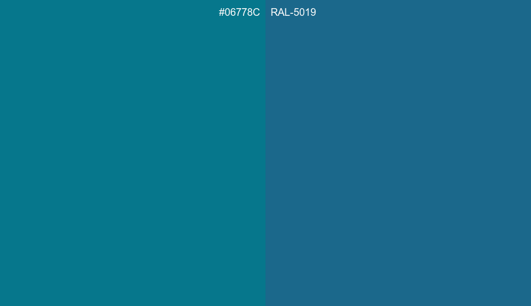 HEX Color 06778C to RAL 5019 Conversion comparison