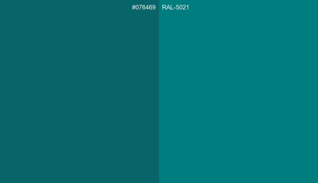 HEX Color 076469 to RAL 5021 Conversion comparison HEX Color 076469 to RAL 5021 Conversion comparison