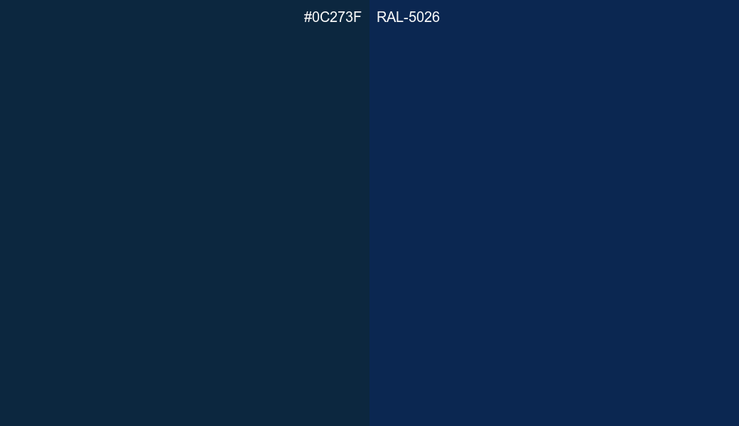 HEX Color 0C273F to RAL 5026 Conversion comparison