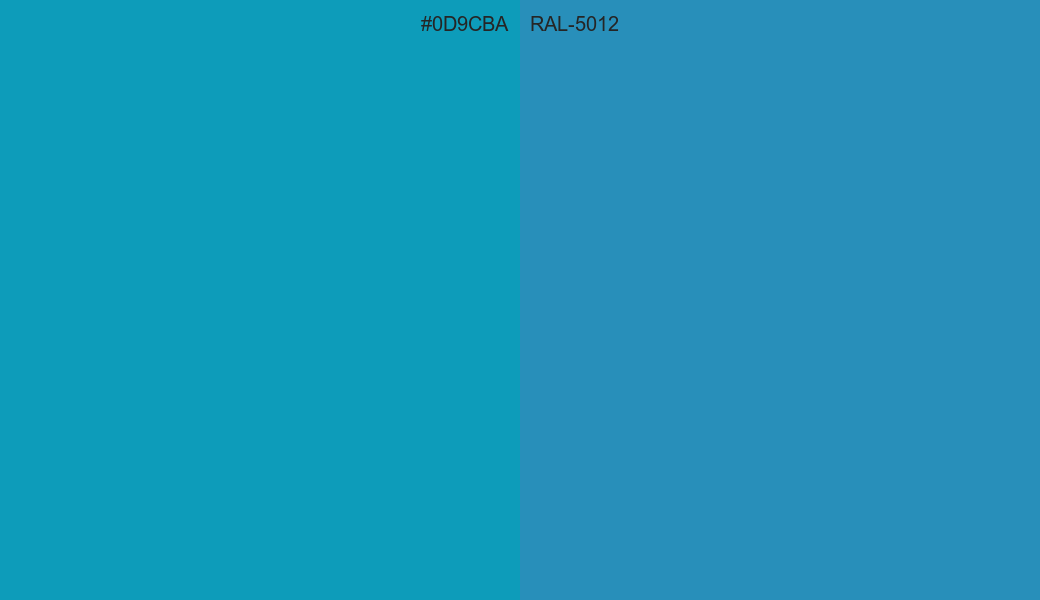 HEX Color 0D9CBA to RAL 5012 Conversion comparison