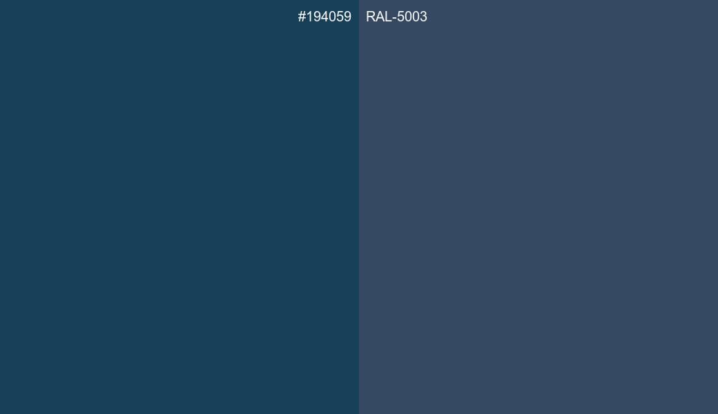 HEX Color 194059 to RAL 5003 Conversion comparison