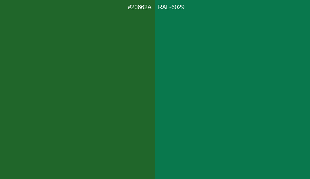 HEX Color 20662A to RAL 6029 Conversion comparison