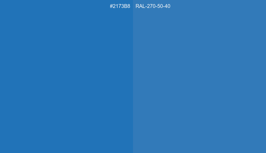 HEX Color 2173B8 to RAL 270 50 40 Conversion comparison