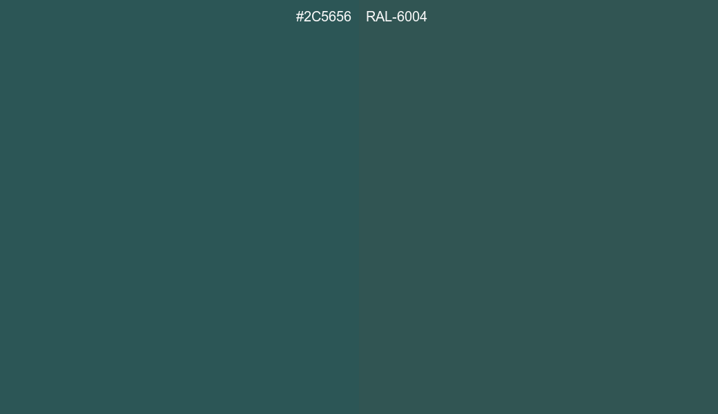 HEX Color 2C5656 to RAL 6004 Conversion comparison