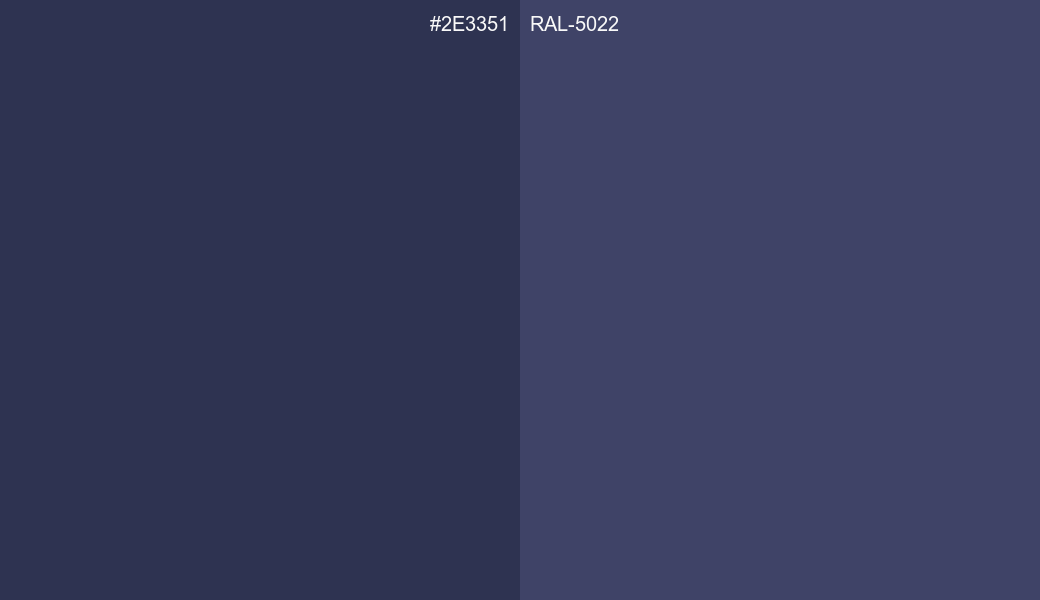 HEX Color 2E3351 to RAL 5022 Conversion comparison