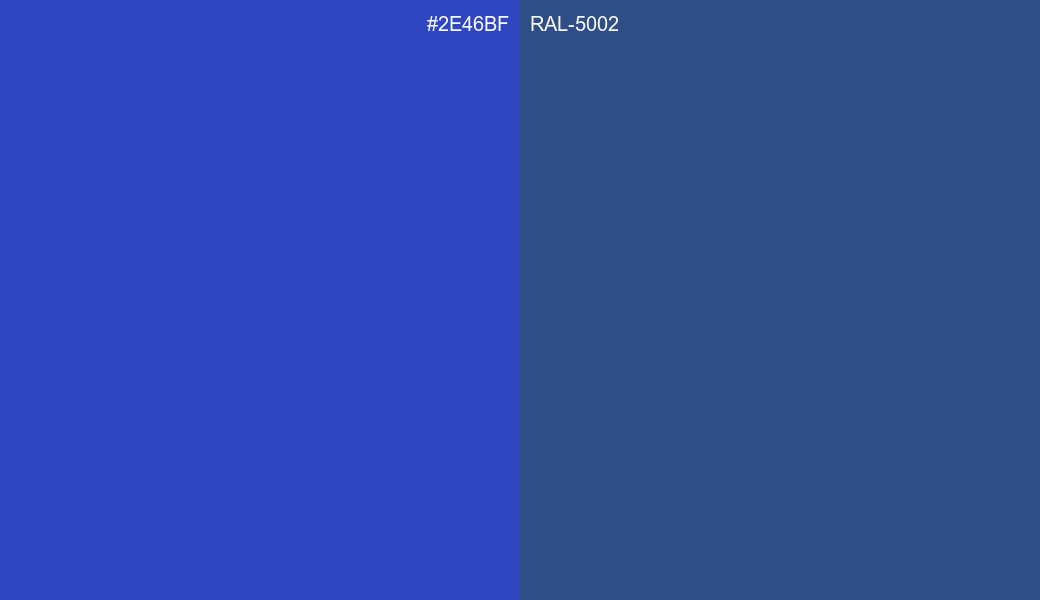 HEX Color 2E46BF to RAL 5002 Conversion comparison