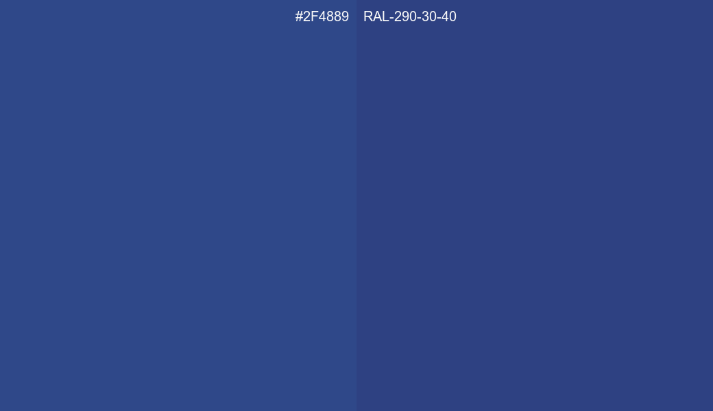 HEX Color 2F4889 to RAL 290 30 40 Conversion comparison
