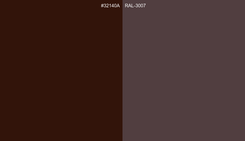 HEX Color 32140A to RAL 3007 Conversion comparison
