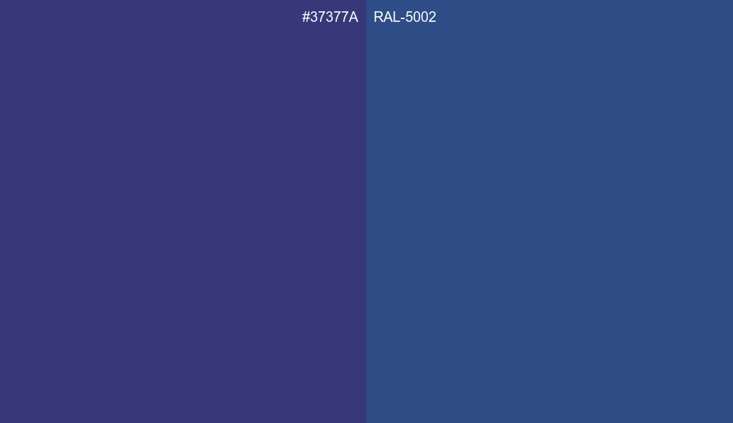 HEX Color 37377A to RAL 5002 Conversion comparison