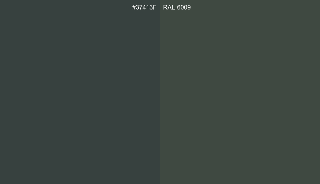 HEX Color 37413F to RAL 6009 Conversion comparison