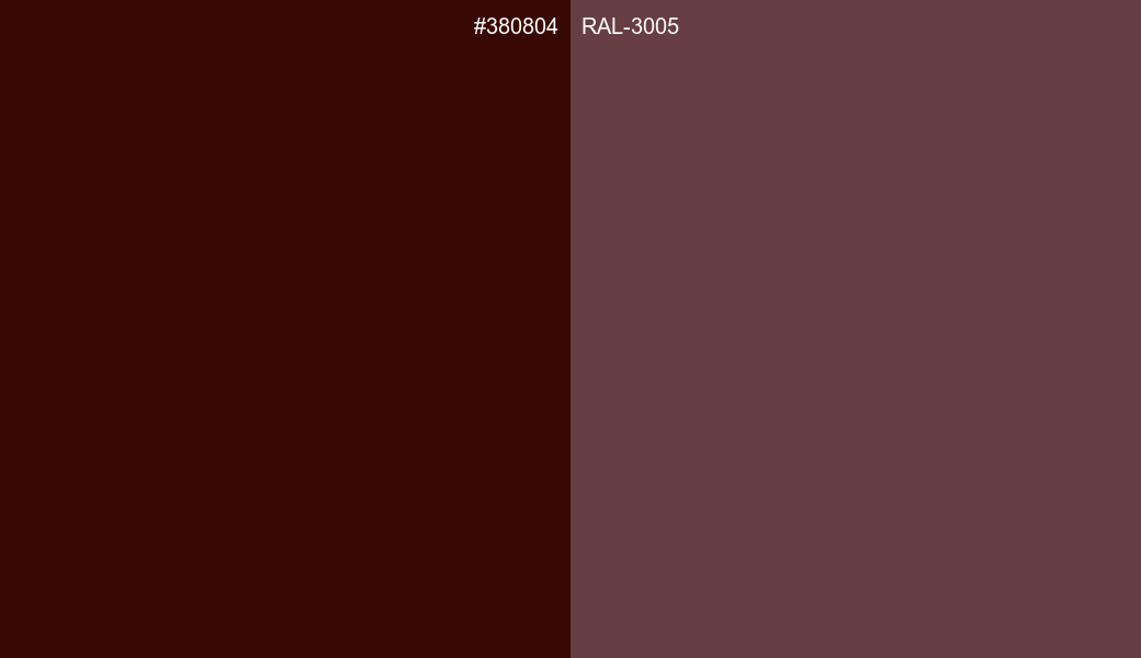 HEX Color 380804 to RAL 3005 Conversion comparison