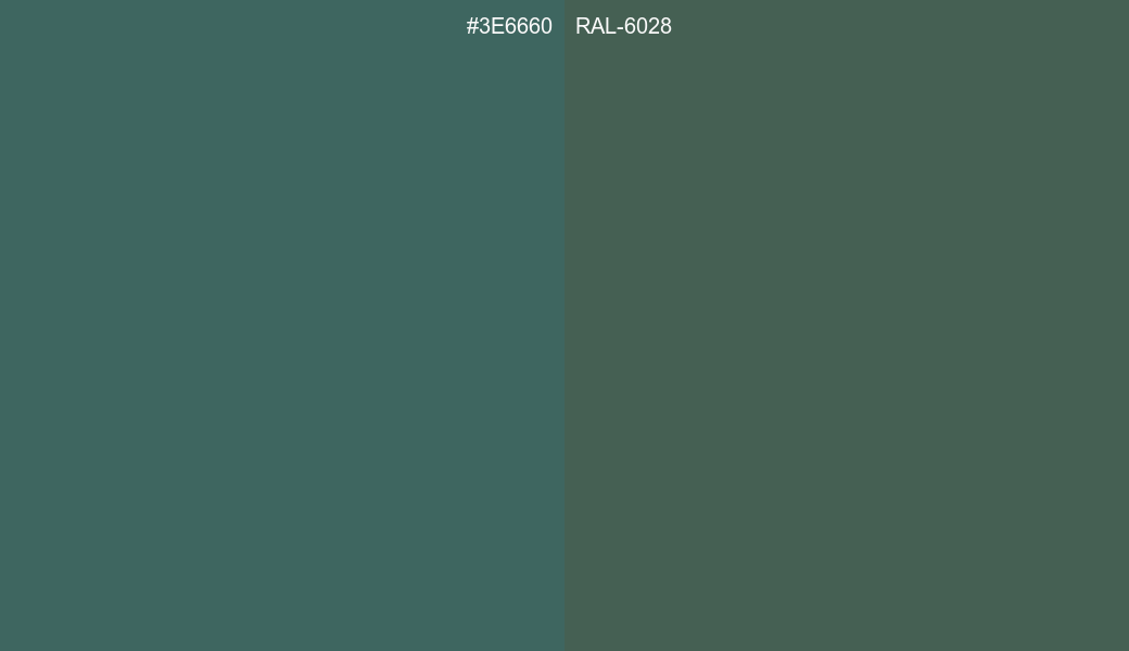 HEX Color 3E6660 to RAL 6028 Conversion comparison