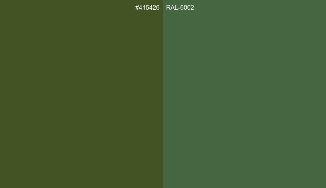 HEX Color 415426 to RAL 6002 Conversion comparison