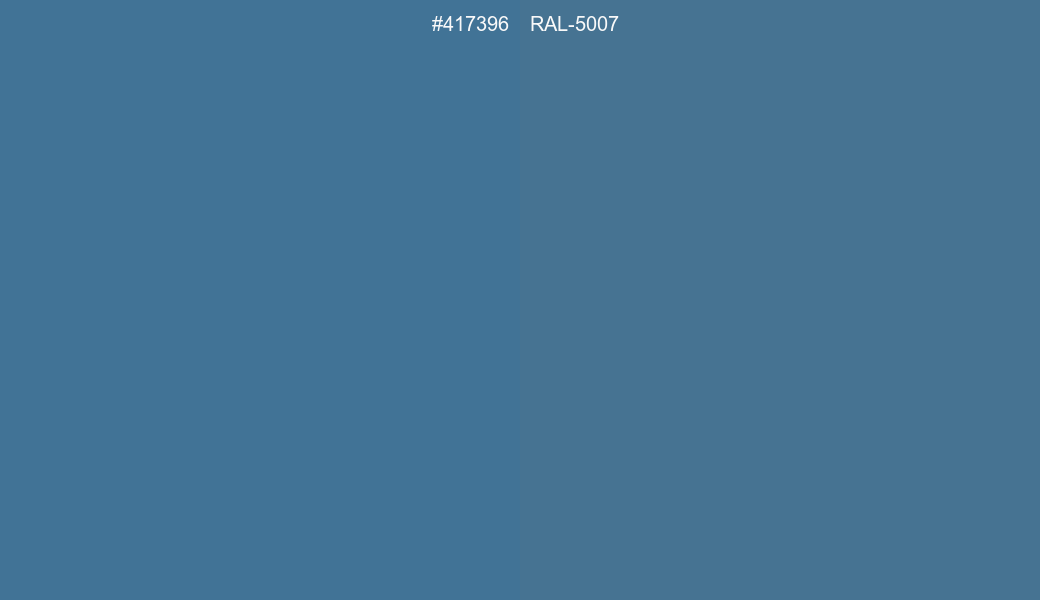 HEX Color 417396 to RAL 5007 Conversion comparison