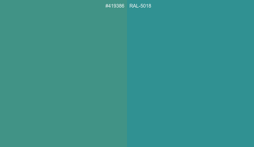 HEX Color 419386 to RAL 5018 Conversion comparison