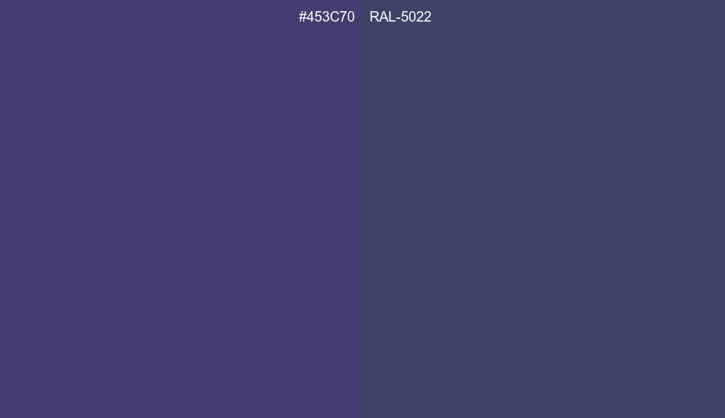 HEX Color 453C70 to RAL 5022 Conversion comparison