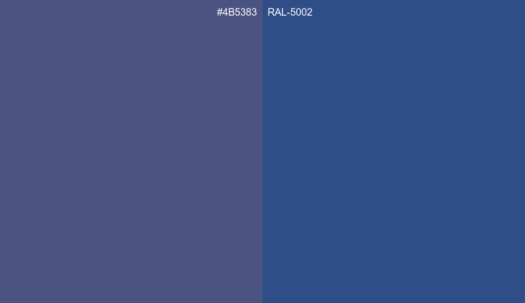 HEX Color 4B5383 to RAL 5002 Conversion comparison