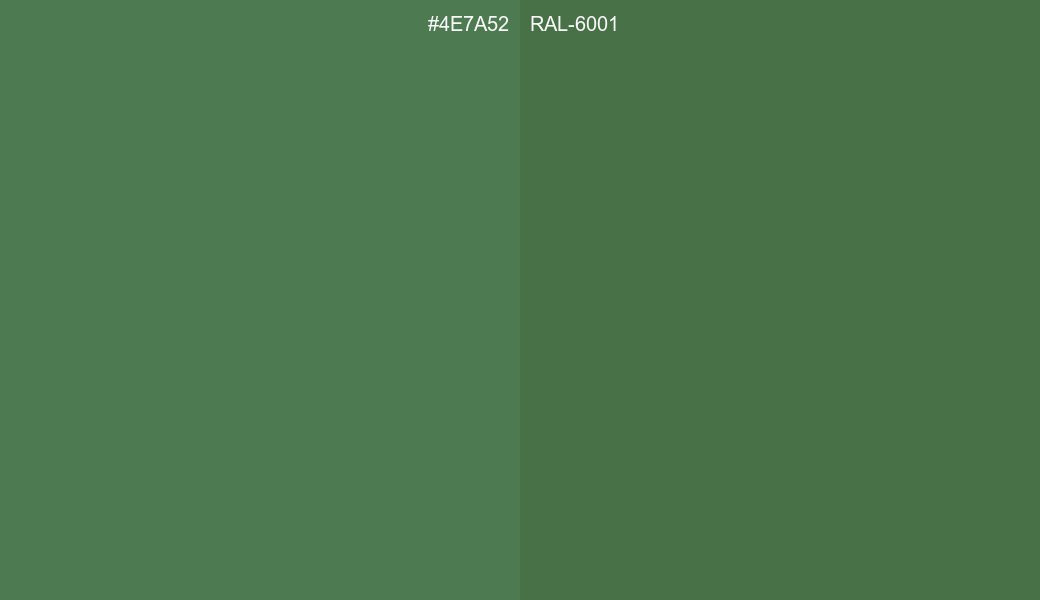 HEX Color 4E7A52 to RAL 6001 Conversion comparison