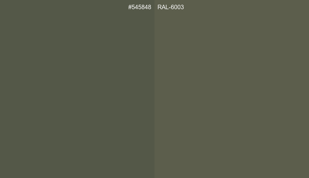 HEX Color 545848 to RAL 6003 Conversion comparison