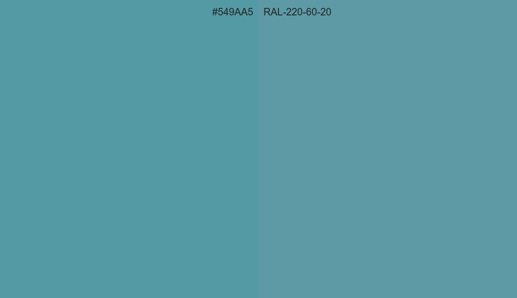 HEX Color 549AA5 to RAL 220 60 20 Conversion comparison