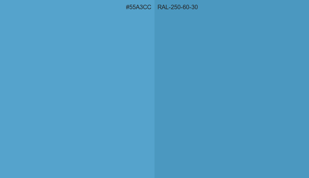 HEX Color 55A3CC to RAL 250 60 30 Conversion comparison HEX Color 55A3CC to RAL 250 60 30 Conversion comparison