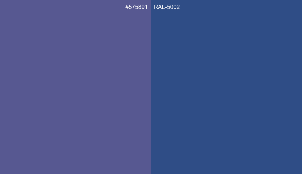 HEX Color 575891 to RAL 5002 Conversion comparison