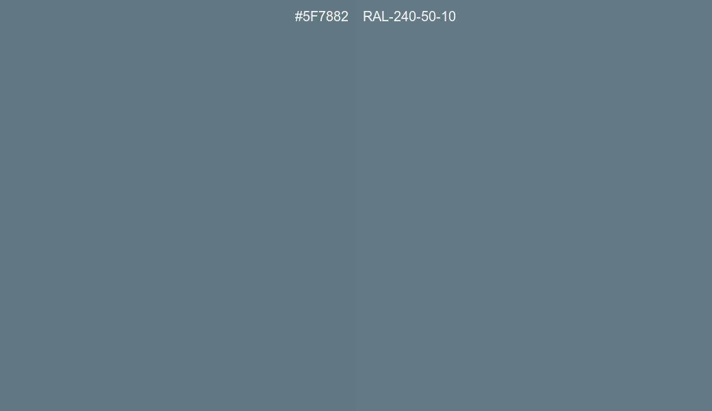 HEX Color 5F7882 to RAL 240 50 10 Conversion comparison