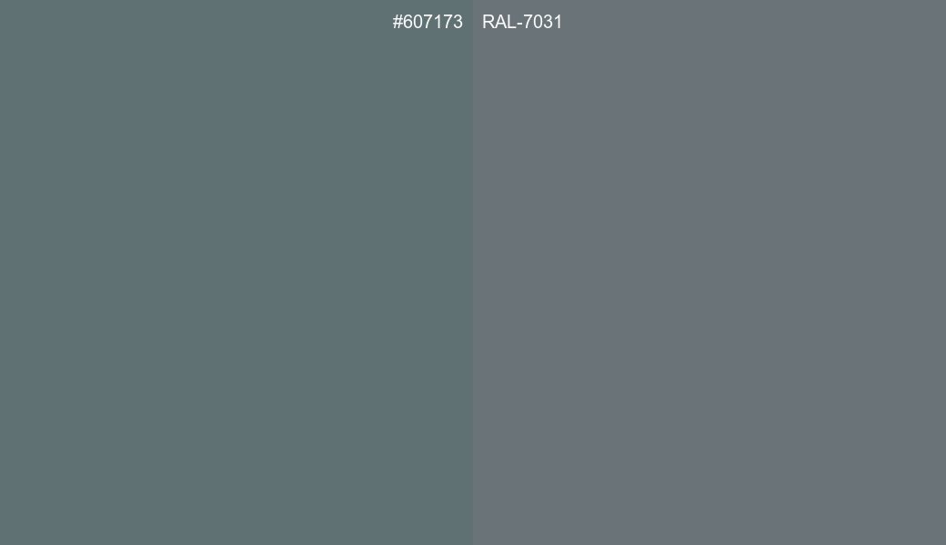 HEX Color 607173 to RAL 7031 Conversion comparison