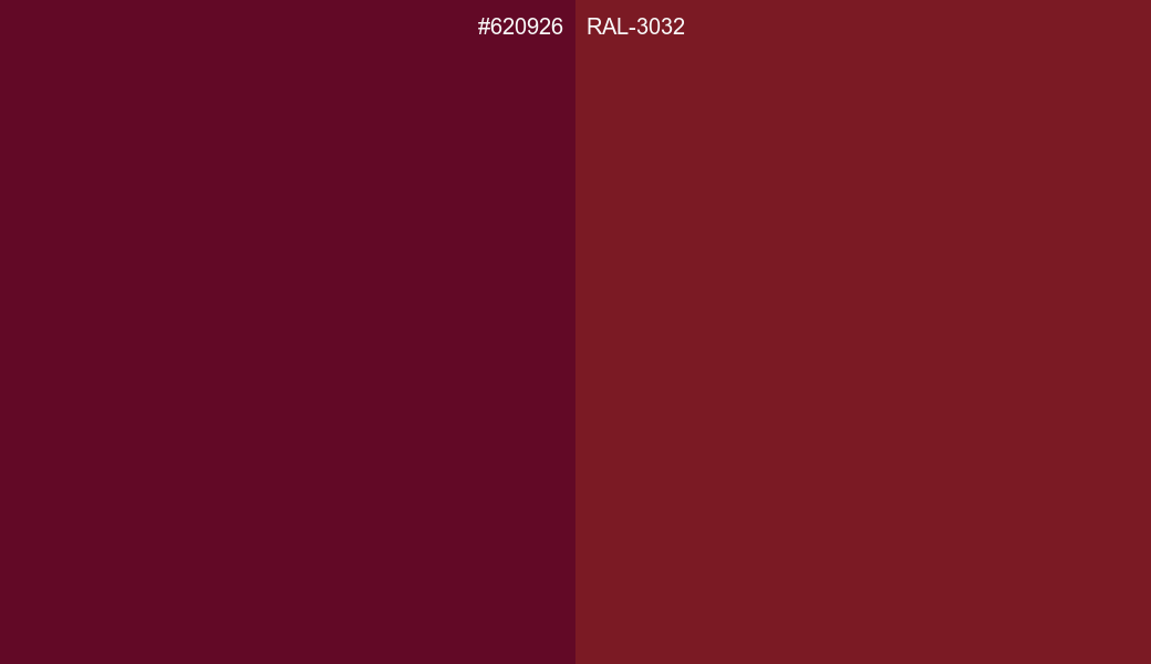 HEX Color 620926 to RAL 3032 Conversion comparison