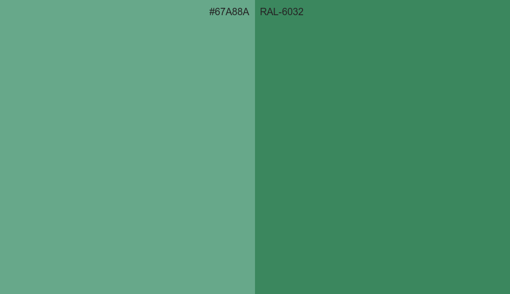 HEX Color 67A88A to RAL 6032 Conversion comparison