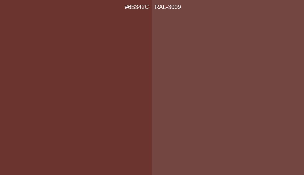 HEX Color 6B342C to RAL 3009 Conversion comparison