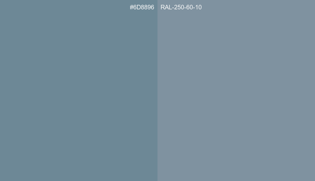 HEX Color 6D8896 to RAL 250 60 10 Conversion comparison