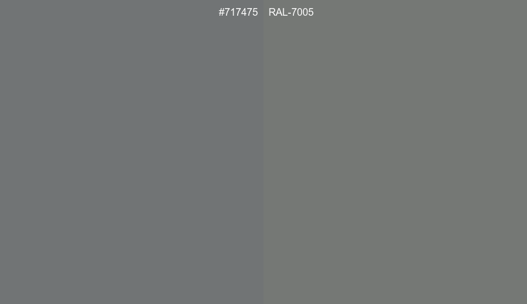HEX Color 717475 to RAL 7005 Conversion comparison