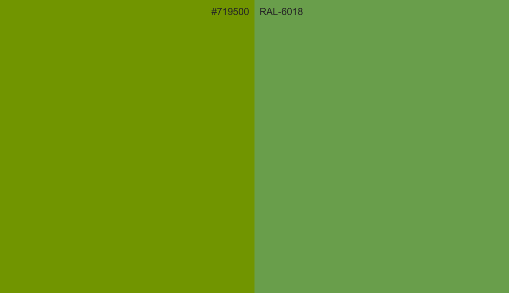 HEX Color 719500 to RAL 6018 Conversion comparison