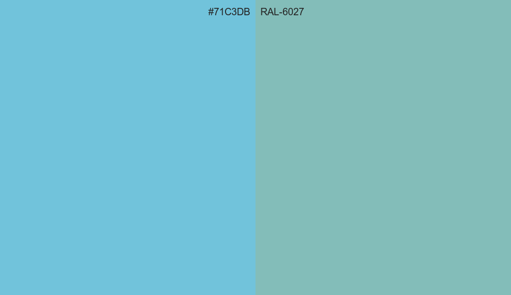 HEX Color 71C3DB to RAL 6027 Conversion comparison