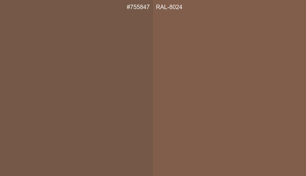 HEX Color 755847 to RAL 8024 Conversion comparison