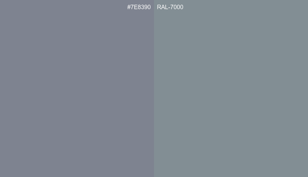 HEX Color 7E8390 to RAL 7000 Conversion comparison