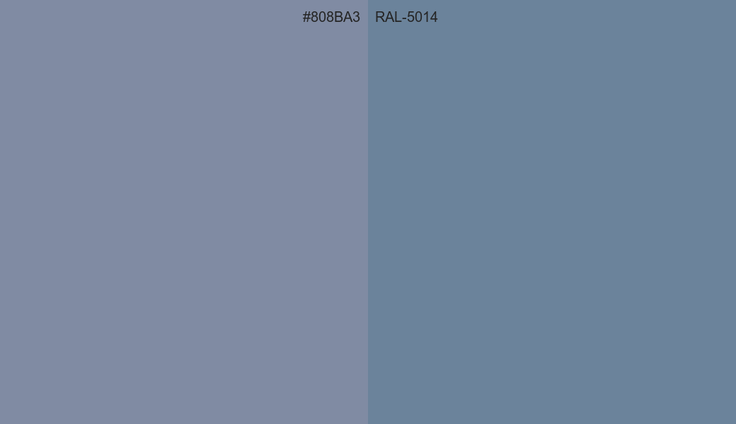 HEX Color 808BA3 to RAL 5014 Conversion comparison
