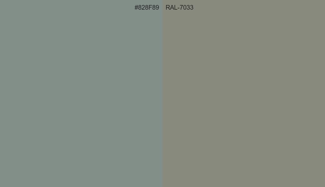 HEX Color 828F89 to RAL 7033 Conversion comparison