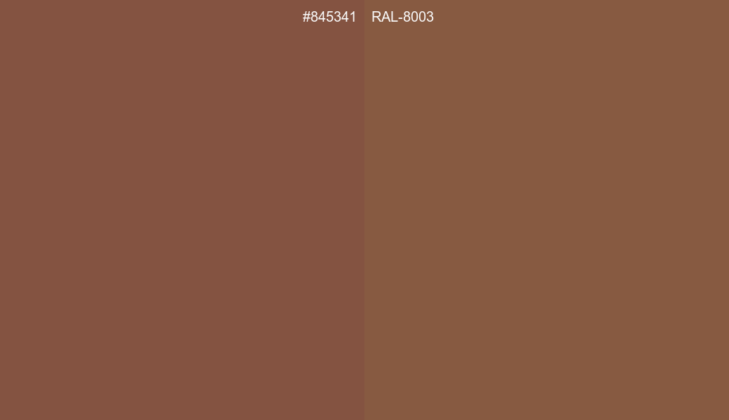 HEX Color 845341 to RAL 8003 Conversion comparison
