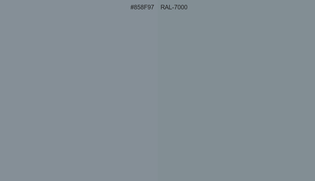 HEX Color 858F97 to RAL 7000 Conversion comparison