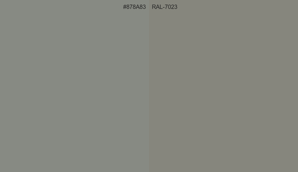 HEX Color 878A83 to RAL 7023 Conversion comparison