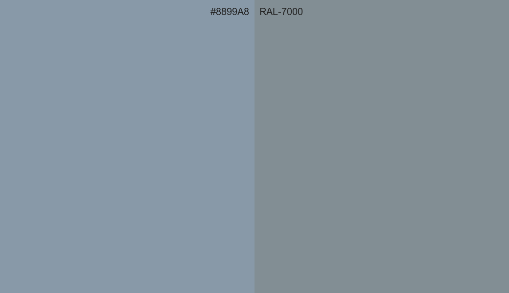 HEX Color 8899A8 to RAL 7000 Conversion comparison